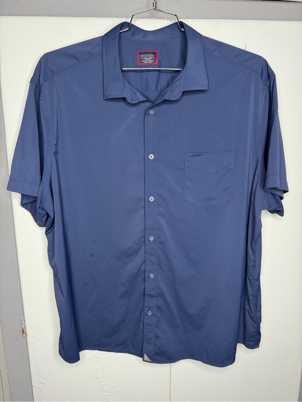 Untuckit Men’s Performance Short-Sleeve Gironde Shirt Size 3XL Relaxed fit Blue